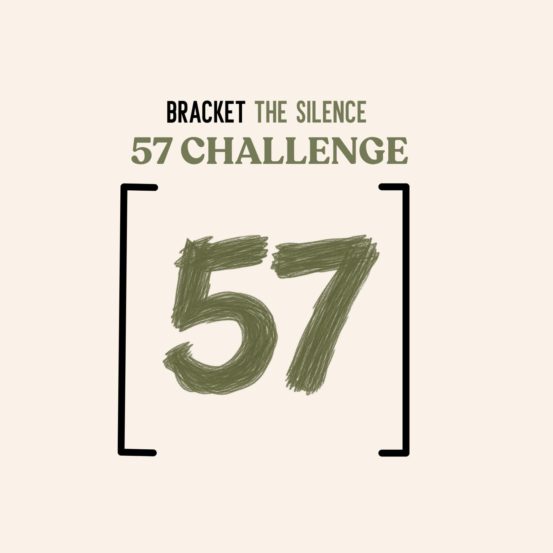 57 Challenge promotional graphic with hand-drawn 57 inside brackets
