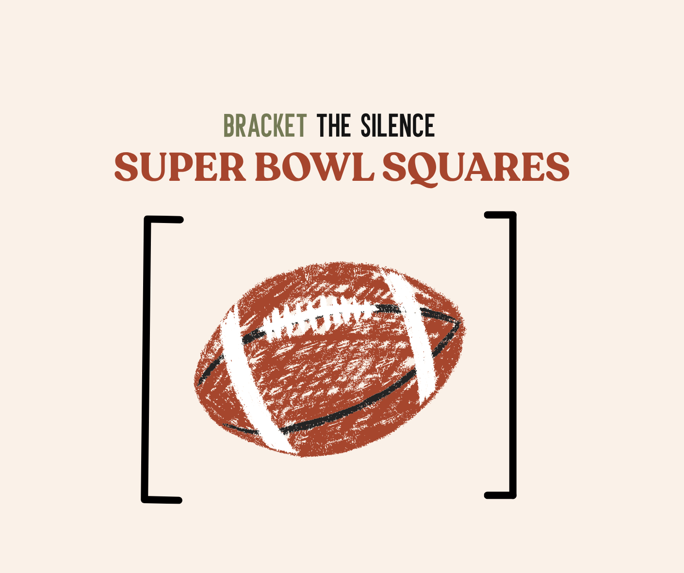 Super Bowl Squares 2027 promotional graphic with a football inside brackets